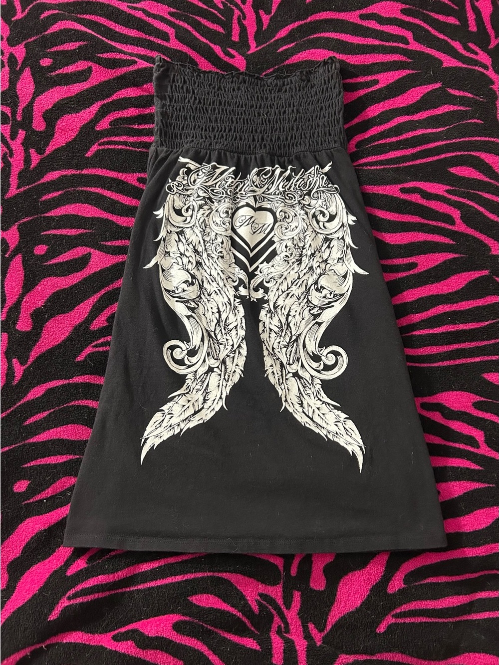Y2k Vintage grunge goth rare 2000s Metal Mulisha Tube Top mini dress
